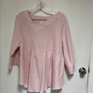 Asymmetrical Pink V-Neck Women's Top